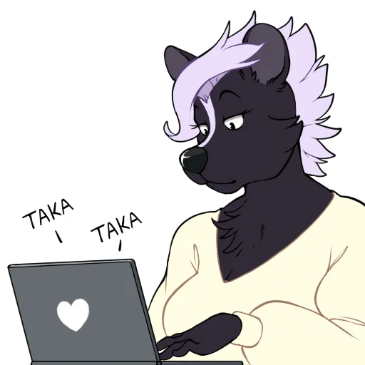 A skunk typing